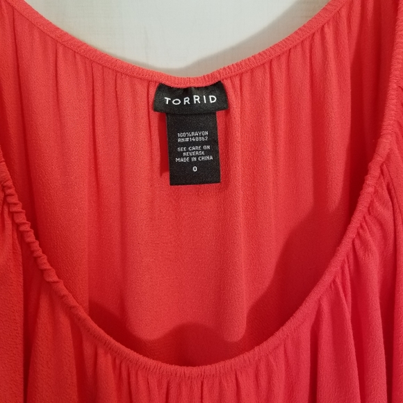 Torrid Coral Red Ruffle Trim Top Size 0 XL - Picture 4 of 5